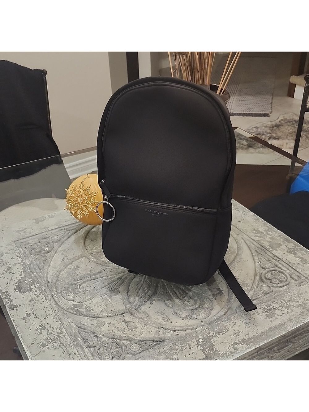 Paco Rabanne Black Bag Backpack with Silver Zipper